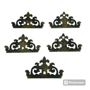 5 Antique Brass Embossed Corner Plates Salvage Hardware Furniture Decorative